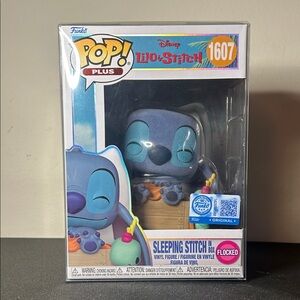 Funko Sleeping Stitch Flocked Vinyl Figure in Blue and Gray